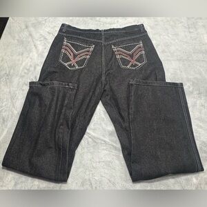 VTG Y2K PJ Mark Jeans Mens Black Hip Hop Baggy Wide Leg Grunge Skater 42/34 Inch